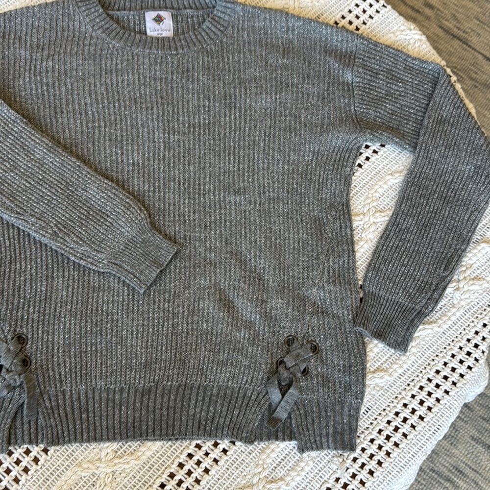 Like Love Sweater with Lace-Up Detail